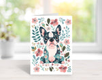 Boho Boston Terrier Cards, Bohemian, Boxed Card Set, Cute Dog Cards, 10 Card Boxed Set, Blank Inside