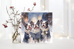 Boston Terriers Carolers Christmas Cards, Boxed Holiday Card Set, Cute Dog Holiday Cards, Pack Of 10