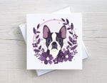 Boston Blooms Cards, Boston Terrier Gifts, Boston Terrier, Boxed Card Set, Cute Dog Cards, 10 Card Boxed Set, , Purple, Blank Inside