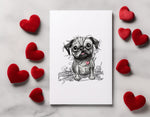 Pug Heart Love Cards, Boxed Card Set, Cute Dog Cards, 10 Card Boxed Set, Blank Inside
