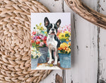 Boston Terrier Flower Market Cards, Boxed Card Set, Cute Dog Cards, Spring Dog, 10 Card Boxed Set, Blank Inside,