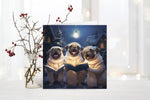 Pug Carolers Christmas Cards, Boxed Holiday Card Set, Cute Dog Holiday Cards, Pack Of 10