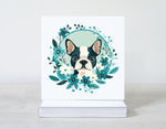 Boston Blooms Cards, Boston Terrier Gifts, Boston Terrier, Boxed Card Set, Cute Dog Cards, 10 Card Boxed Set, Teal, Blank Inside