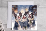 Boston Terriers Carolers Christmas Cards, Boxed Holiday Card Set, Cute Dog Holiday Cards, Pack Of 10