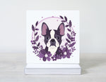 Boston Blooms Cards, Boston Terrier Gifts, Boston Terrier, Boxed Card Set, Cute Dog Cards, 10 Card Boxed Set, , Purple, Blank Inside