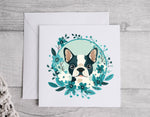 Boston Blooms Cards, Boston Terrier Gifts, Boston Terrier, Boxed Card Set, Cute Dog Cards, 10 Card Boxed Set, Teal, Blank Inside