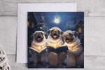 Pug Carolers Christmas Cards, Boxed Holiday Card Set, Cute Dog Holiday Cards, Pack Of 10