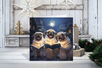 Pug Carolers Christmas Cards, Boxed Holiday Card Set, Cute Dog Holiday Cards, Pack Of 10