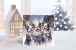 Boston Terriers Carolers Christmas Cards, Boxed Holiday Card Set, Cute Dog Holiday Cards, Pack Of 10