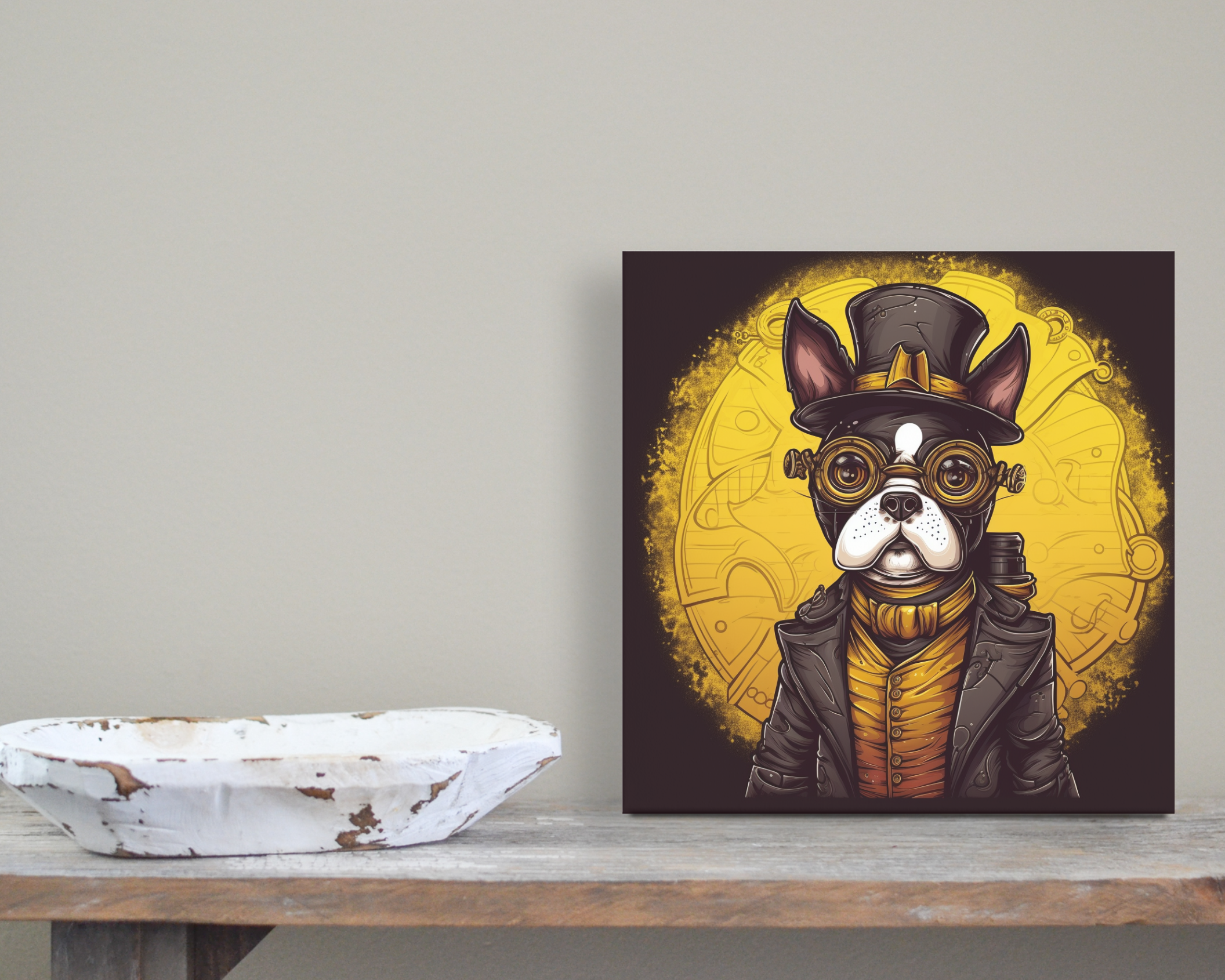 Lady Genevieve Steamsworth Boston Terrier Gallery Wrapped Canvas