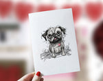 Pug Heart Love Cards, Boxed Card Set, Cute Dog Cards, 10 Card Boxed Set, Blank Inside