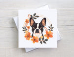 Boston Blooms Cards, Boston Terrier Gifts, Boston Terrier, Boxed Card Set, Cute Dog Cards, 10 Card Boxed Set, Orange, Blank Inside