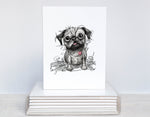Pug Heart Love Cards, Boxed Card Set, Cute Dog Cards, 10 Card Boxed Set, Blank Inside
