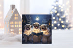 Pug Carolers Christmas Cards, Boxed Holiday Card Set, Cute Dog Holiday Cards, Pack Of 10