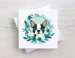 Boston Blooms Cards, Boston Terrier Gifts, Boston Terrier, Boxed Card Set, Cute Dog Cards, 10 Card Boxed Set, Teal, Blank Inside