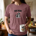 boston dog mom tee - heather orchid