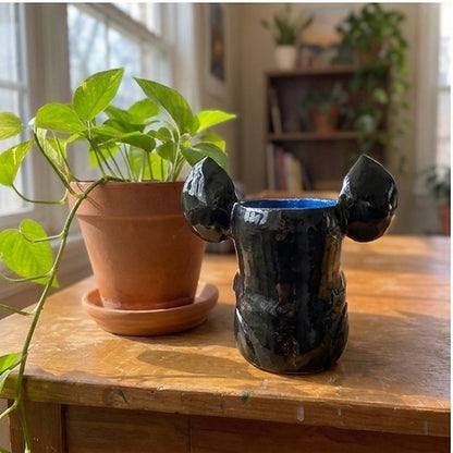 Joy the Boston Terrier ceramic vase, back view