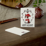 Red Boston Happy Holidays Folded Greeting Cards (1, 10, 30, or 50)