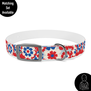 Patriotic Flowers Personalized Dog Collar