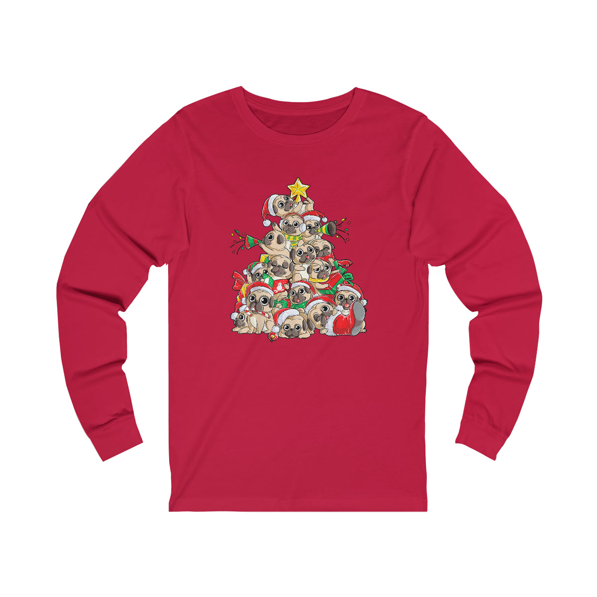Pugs Christmas Tree Long Sleeve T Shirt