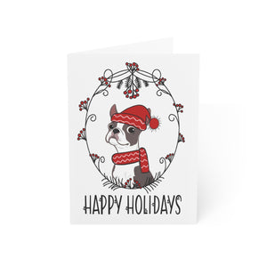 Blue Boston Happy Holidays Folded Greeting Cards (1, 10, 30, or 50)