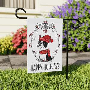 Berry Wreath Black Boston Garden Flag