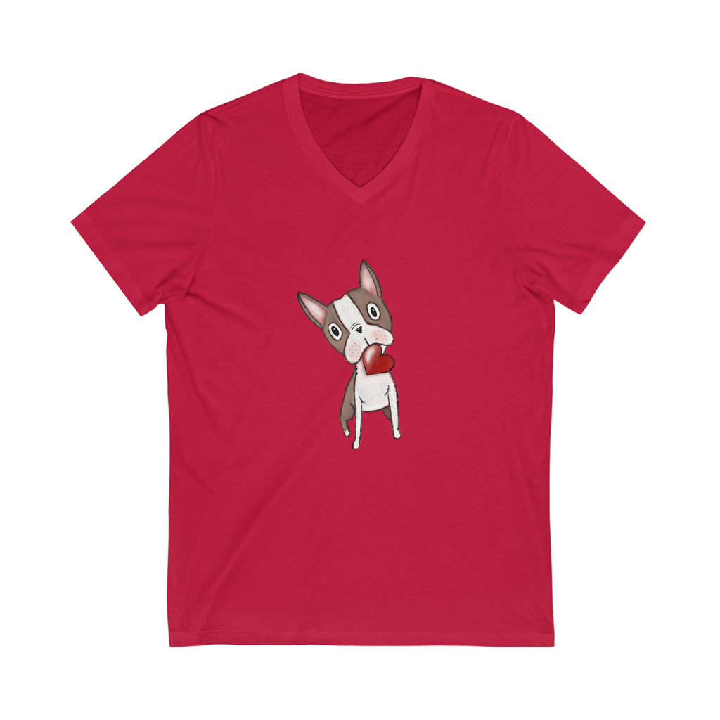 Brown Boston I Love You V-Neck Tee