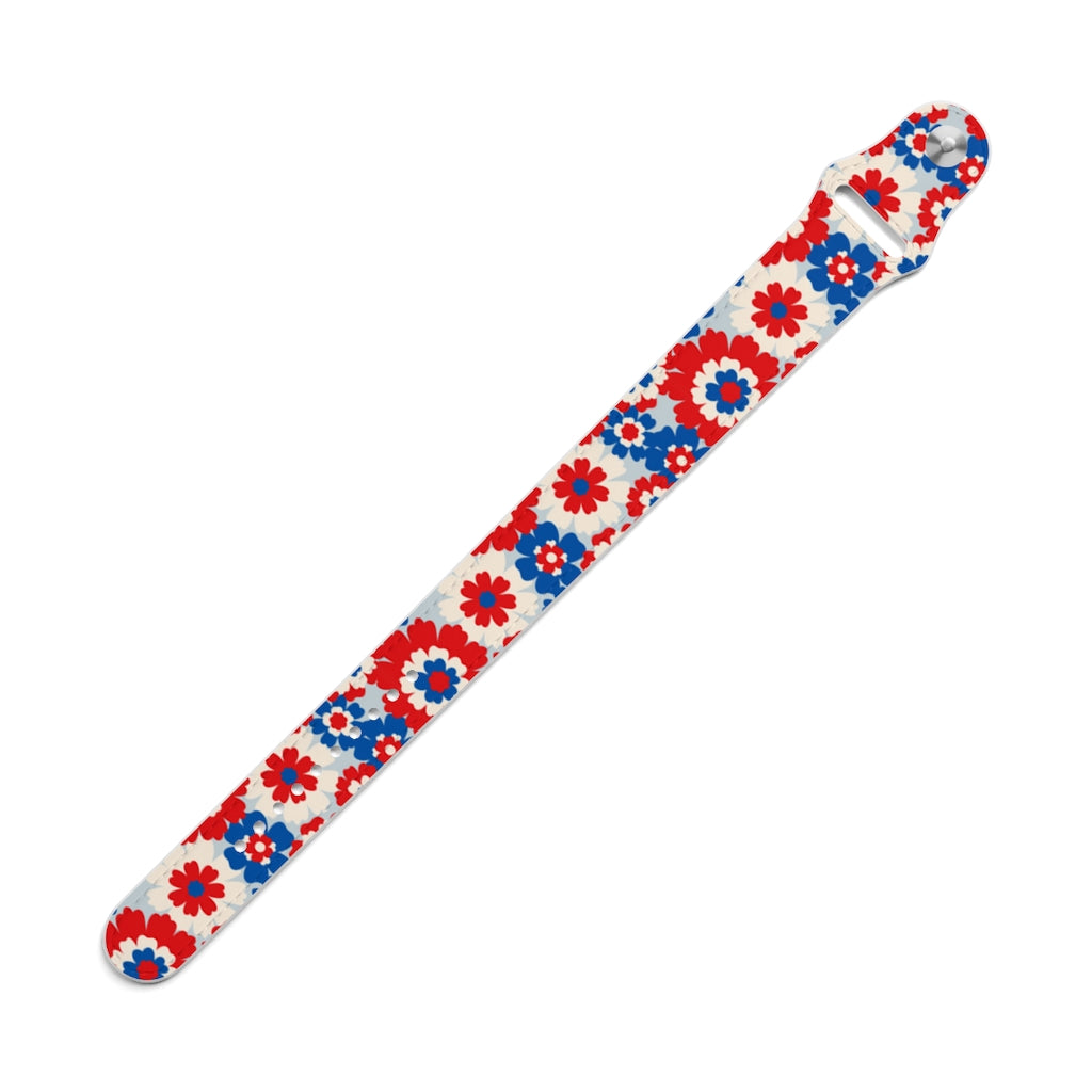 Patriotic Flowers Vegan Leather Wristband