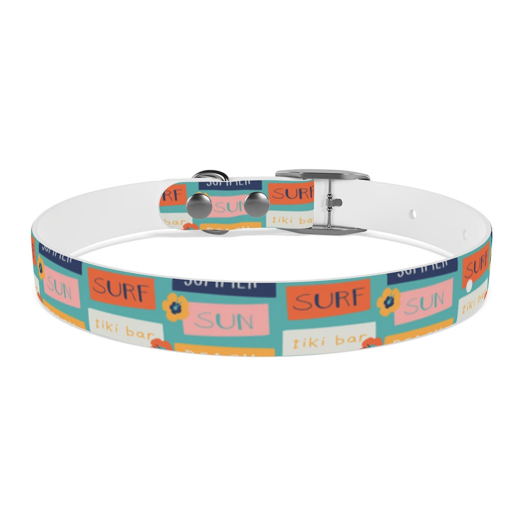 Summer Surfing Personalized Dog Collar
