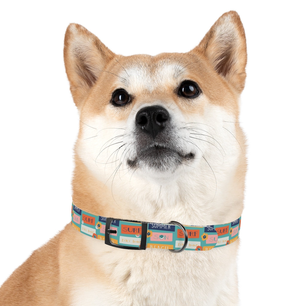 Summer Surfing Personalized Dog Collar