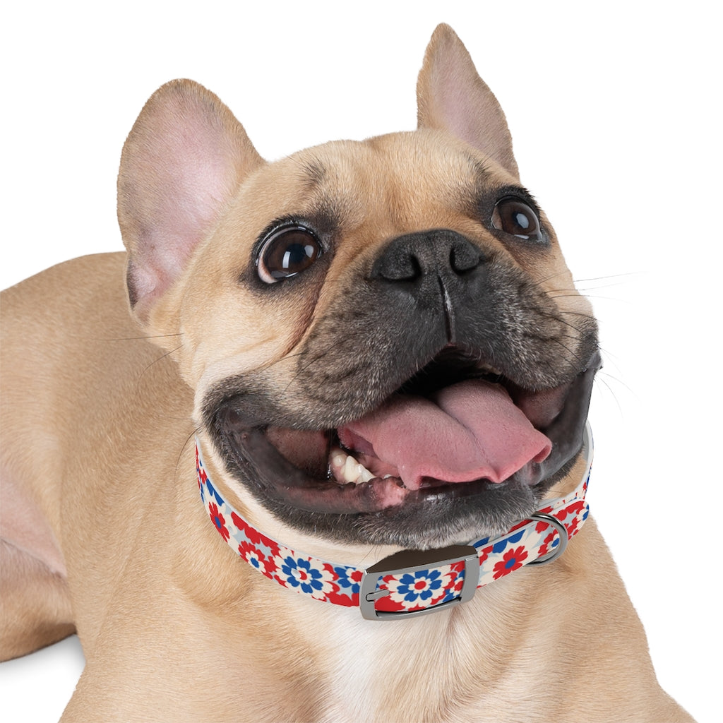 Patriotic Flowers Personalized Dog Collar