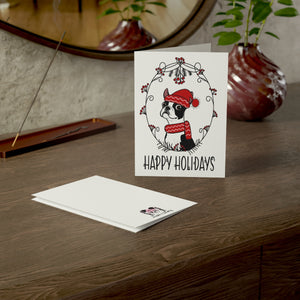 Black Boston Happy Holidays Folded Greeting Cards (1, 10, 30, or 50)