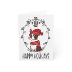 Red Boston Happy Holidays Folded Greeting Cards (1, 10, 30, or 50)
