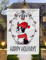 Berry Wreath Black Boston Garden Flag