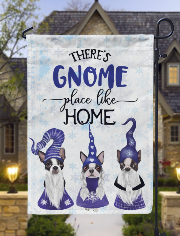 There's No Place Like Gnome Boston Garden Flag
