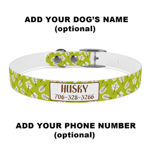 Green Leaves Personalized Dog Collar