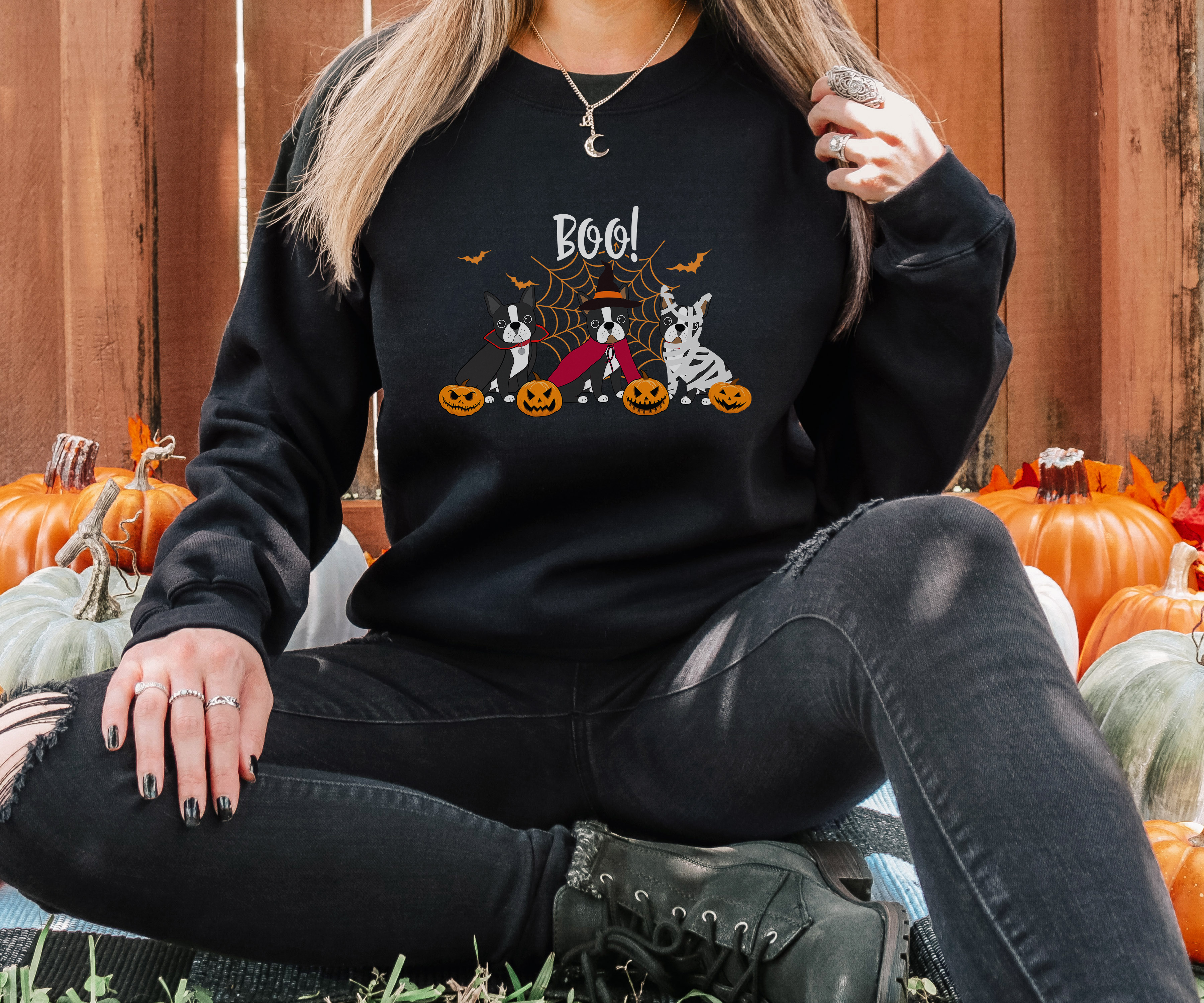 Halloween Bostons Crewneck Sweatshirt