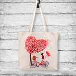 Heart Tree Bicycle Boston Tote Bag