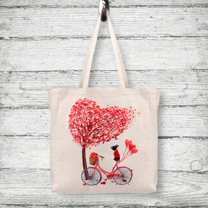 Heart Tree Bicycle Boston Tote Bag