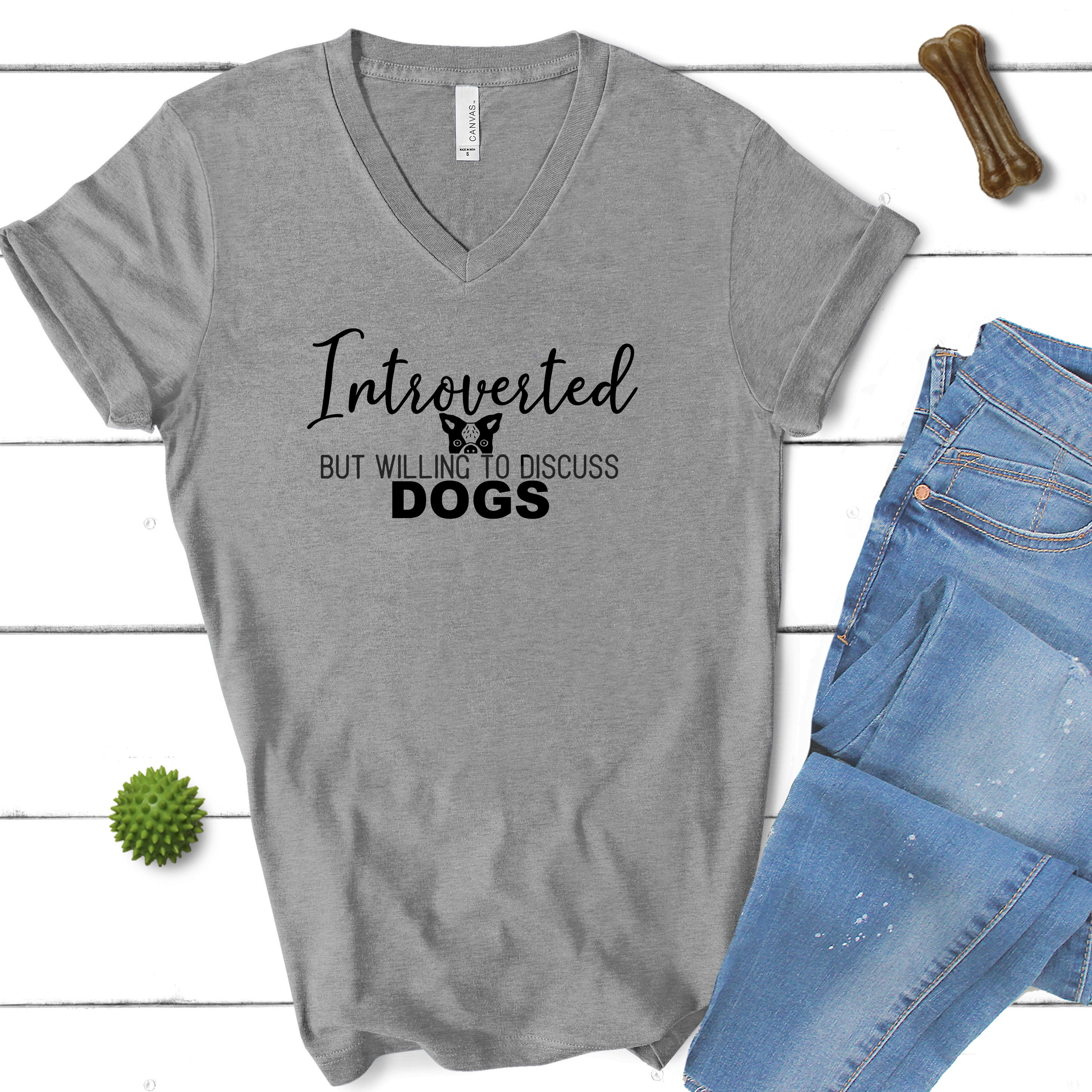 Introverted But Willing To Discuss Dogs V Neck Tee