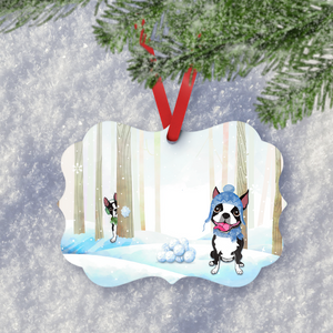 Boston Snowball Fight Aluminum Ornament