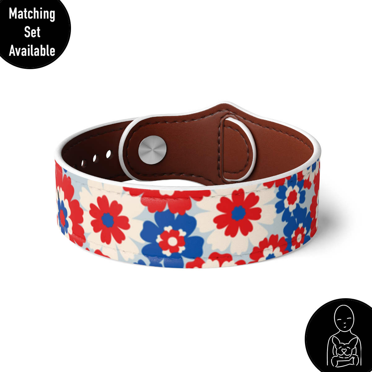 Patriotic Flowers Vegan Leather Wristband
