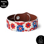 Patriotic Flowers Vegan Leather Wristband