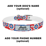 Patriotic Flowers Personalized Dog Collar