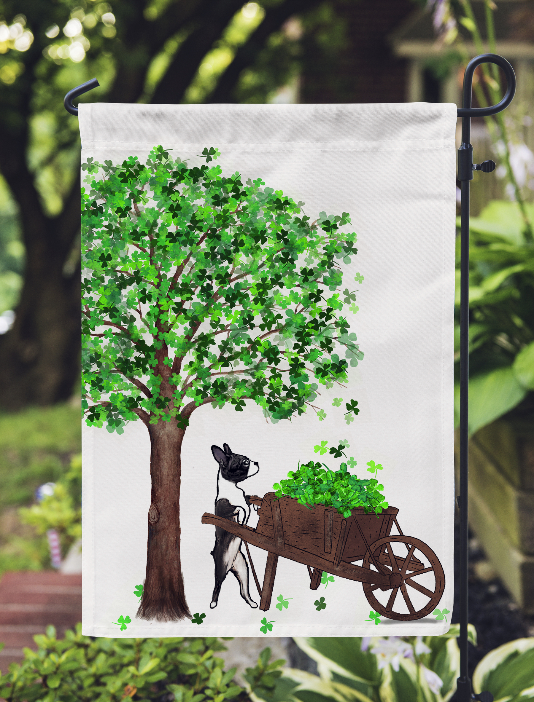 Loads of Luck Wheelbarrow Boston Garden Flag