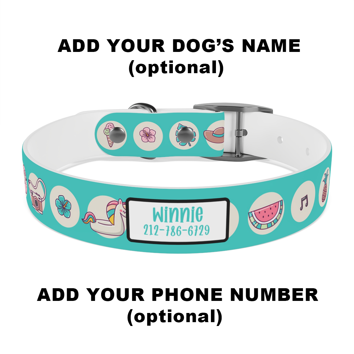 Summer Icons Personalized Dog Collar