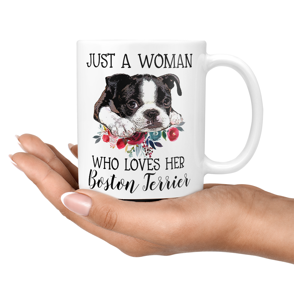 Just A Woman Who Loves Her Boston Mug