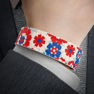 Patriotic Flowers Vegan Leather Wristband