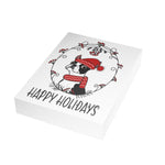 Black Boston Happy Holidays Folded Greeting Cards (1, 10, 30, or 50)