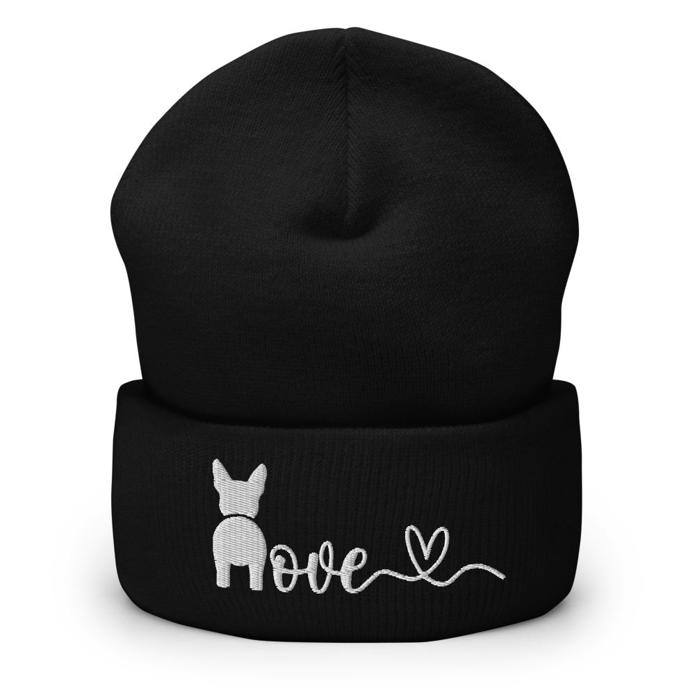 Black Boston Bottom Love Cuffed Beanie